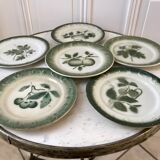 lot of 6 dessert plates in slip Pexonne early twentieth century