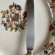 Set of 11 old table knives, horn handle, stainless blade and silver ferrule
