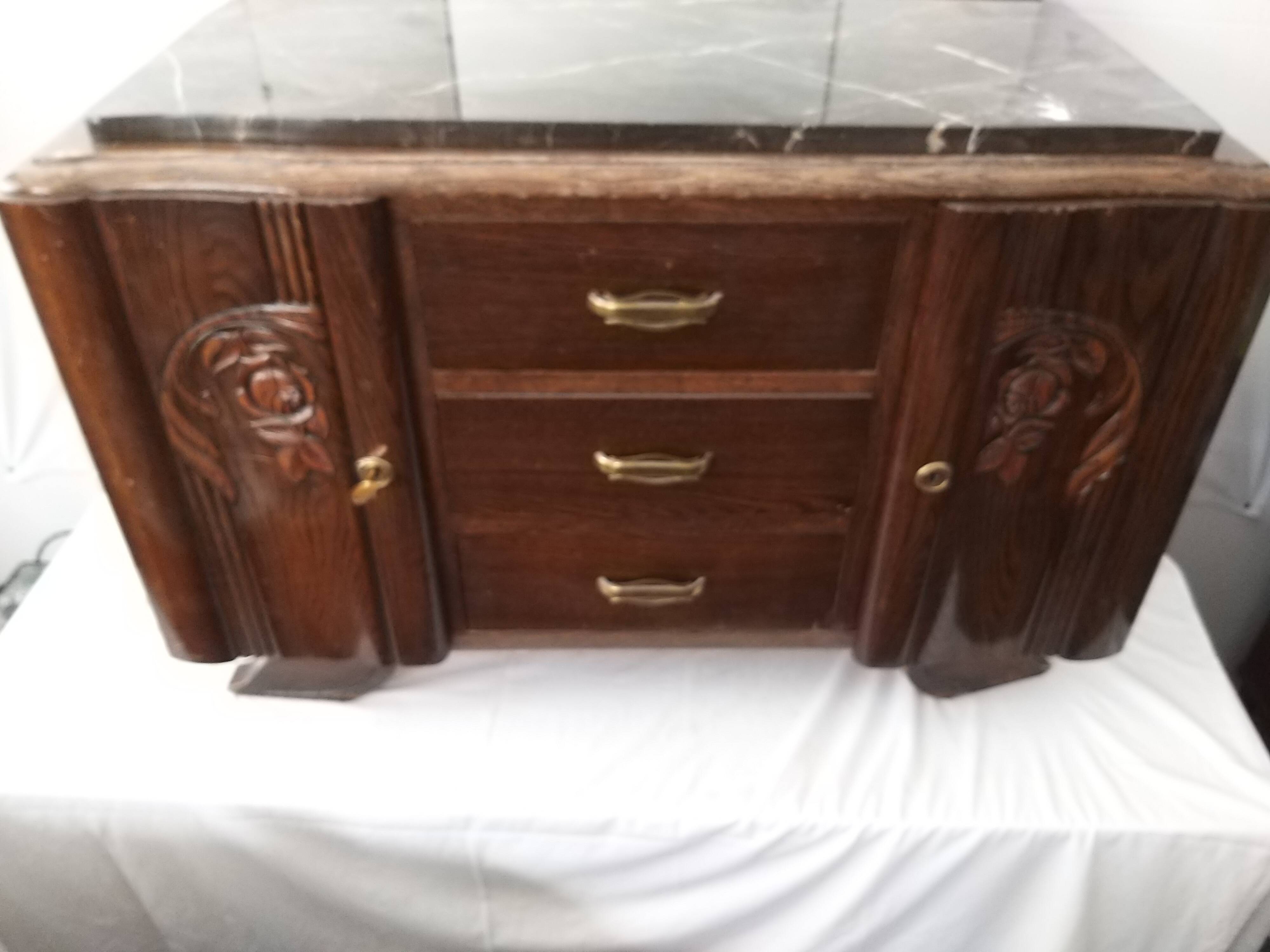 Art deco oak vanity