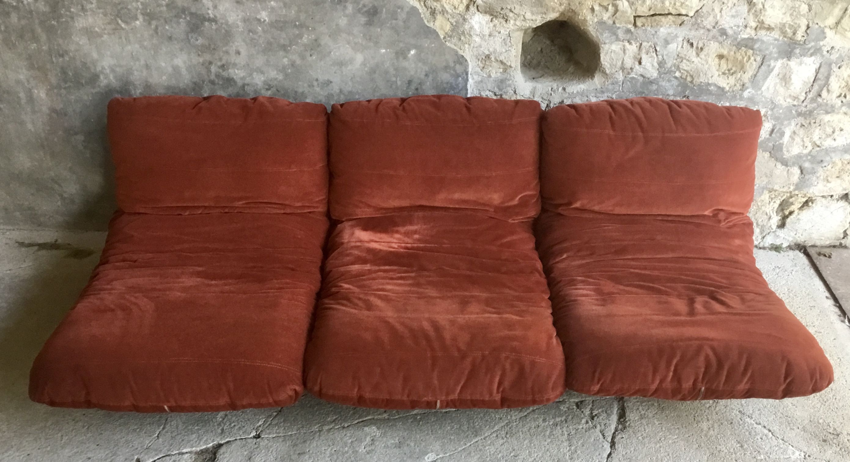 3-seater sofa marsala by Michel Ducaroy for Roset France - design 1970