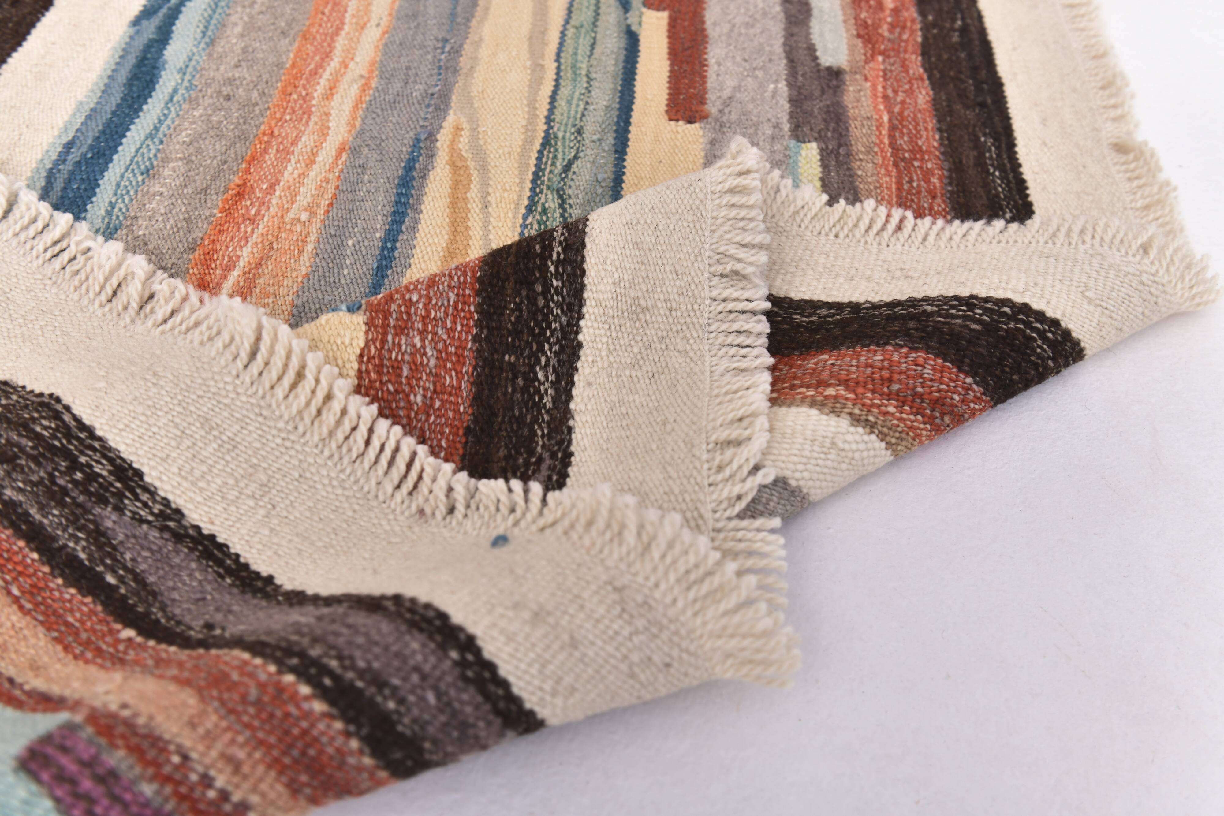 Large Woll Kilim Rug, Red Vintage Turkish kilim carpet 260x360 cm