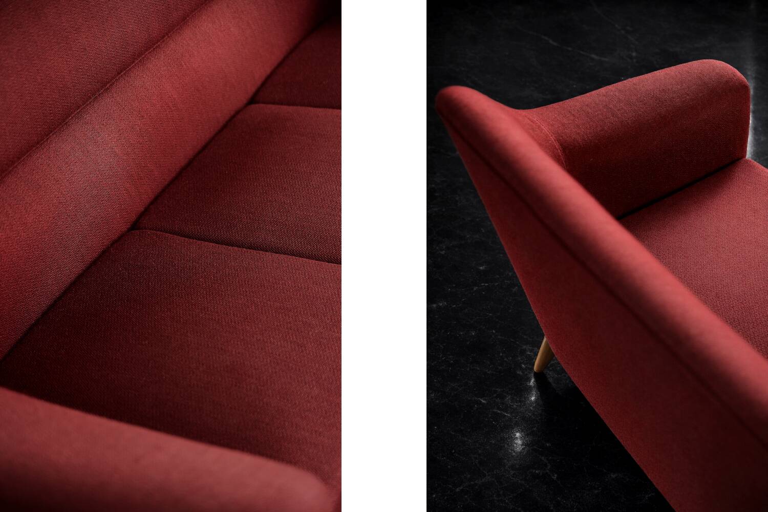 Vintage Mid-Century Scandinavian Modern 3-Seater Red Sofa