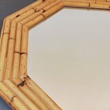 87 x 72 - Large octagonal bamboo rattan wood mirror