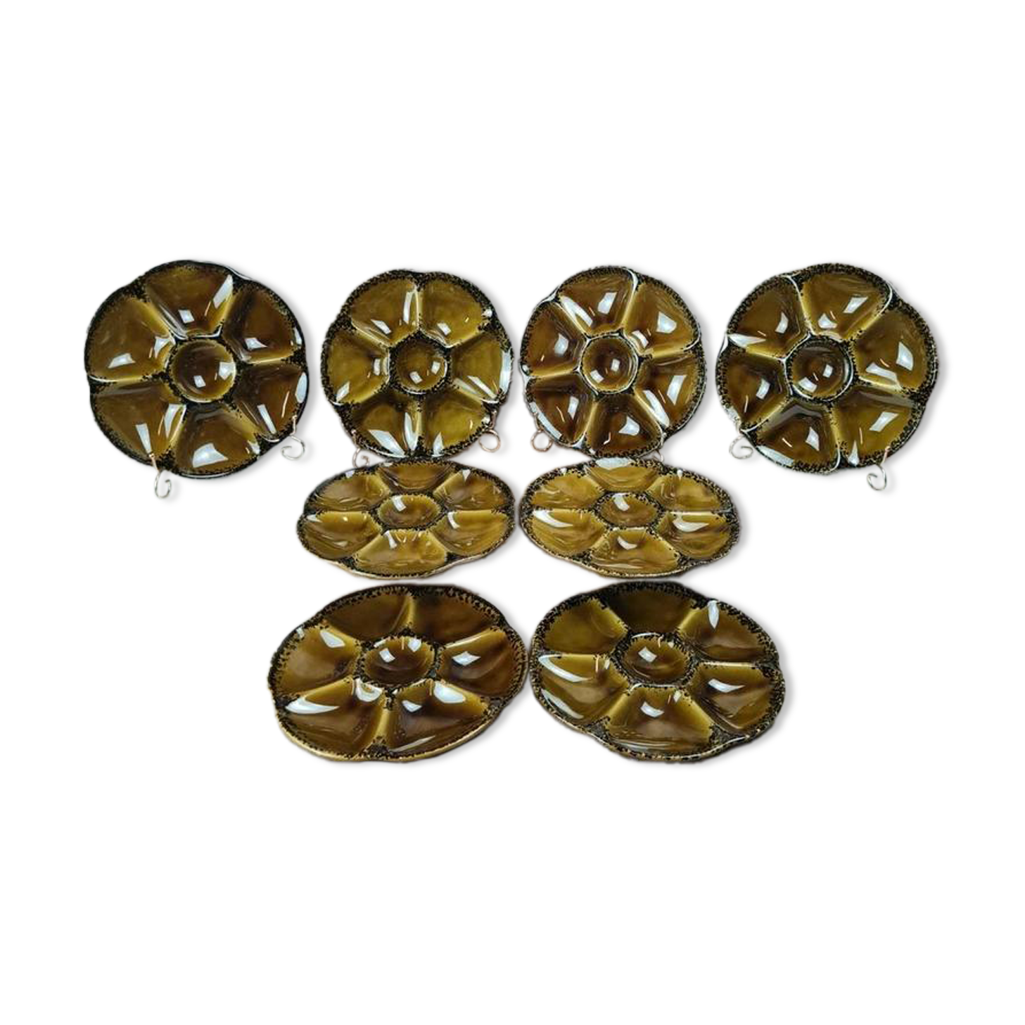 Set of 8 Gien oyster plates, magnificent vintage service.