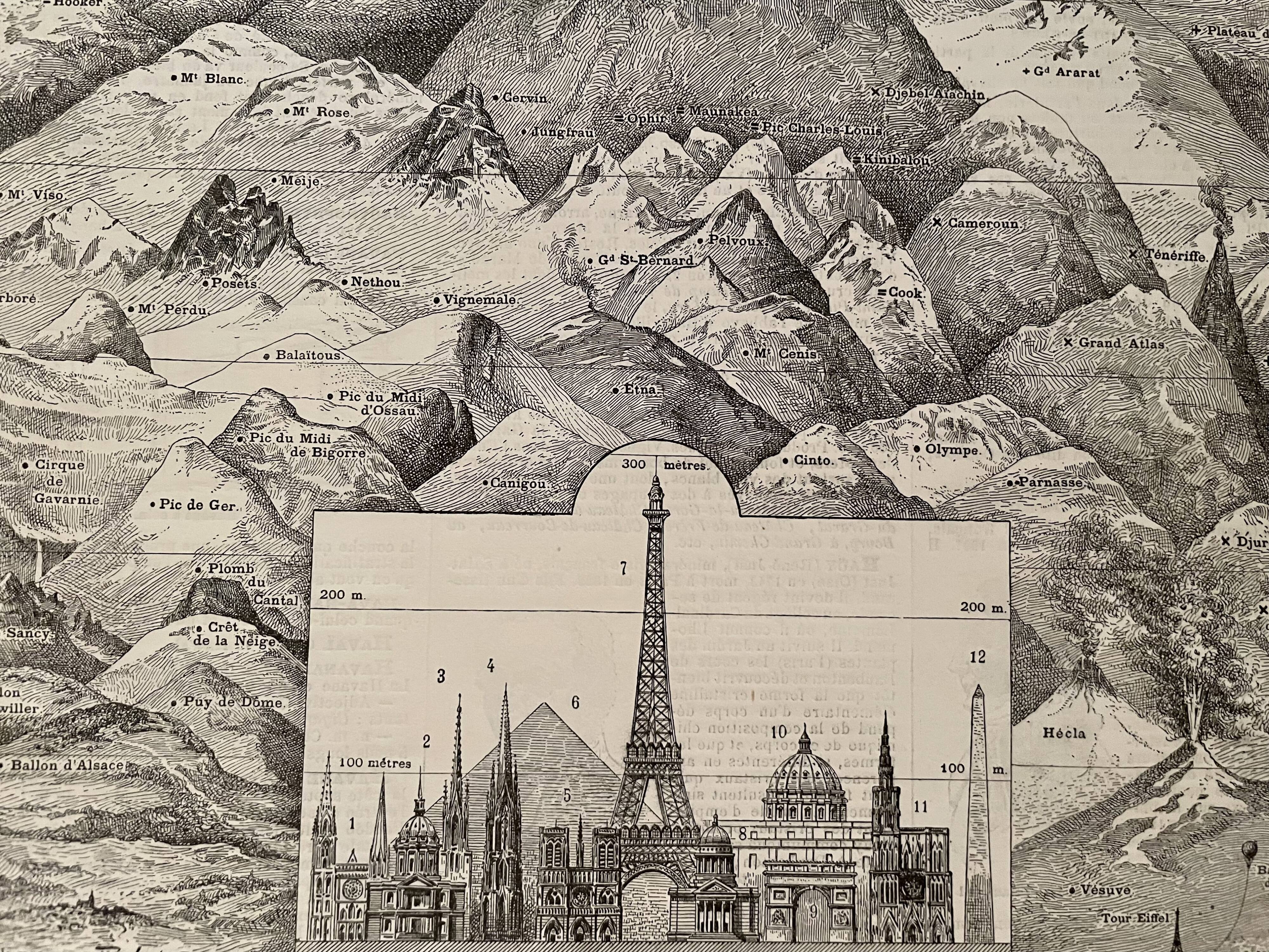 Lithograph engraving on the mountain of 1897