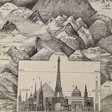 Lithograph engraving on the mountain of 1897