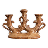 Vintage brown ceramic rustic style candlestick - vintage candle holder