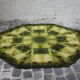 Octagonal green space age decor wool rug "Capri" by Louis Depoortere, Belgium 1970s.