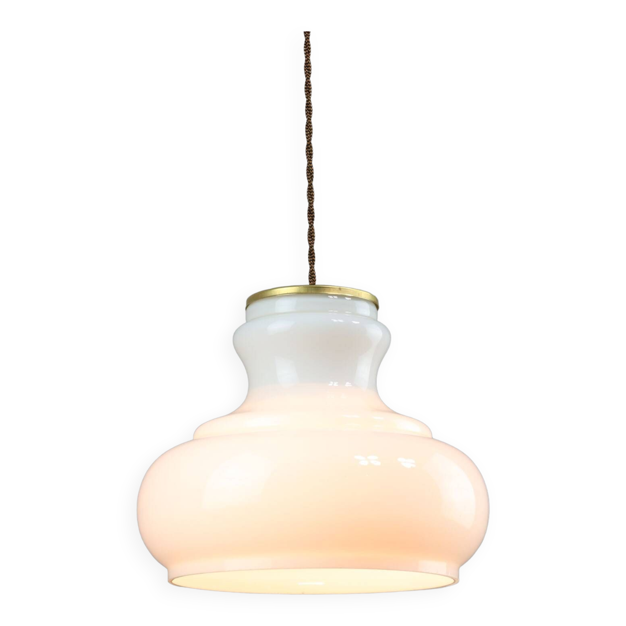 Mid-Century Italian Brass and Opaline Pendant Lamp