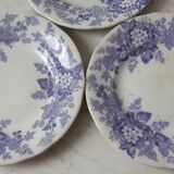 Set of 3 dessert plates Terre de Fer U&C Sarreguemines model "Rubia" late nineteenth