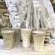 High ceramic cups made of mixed clay.