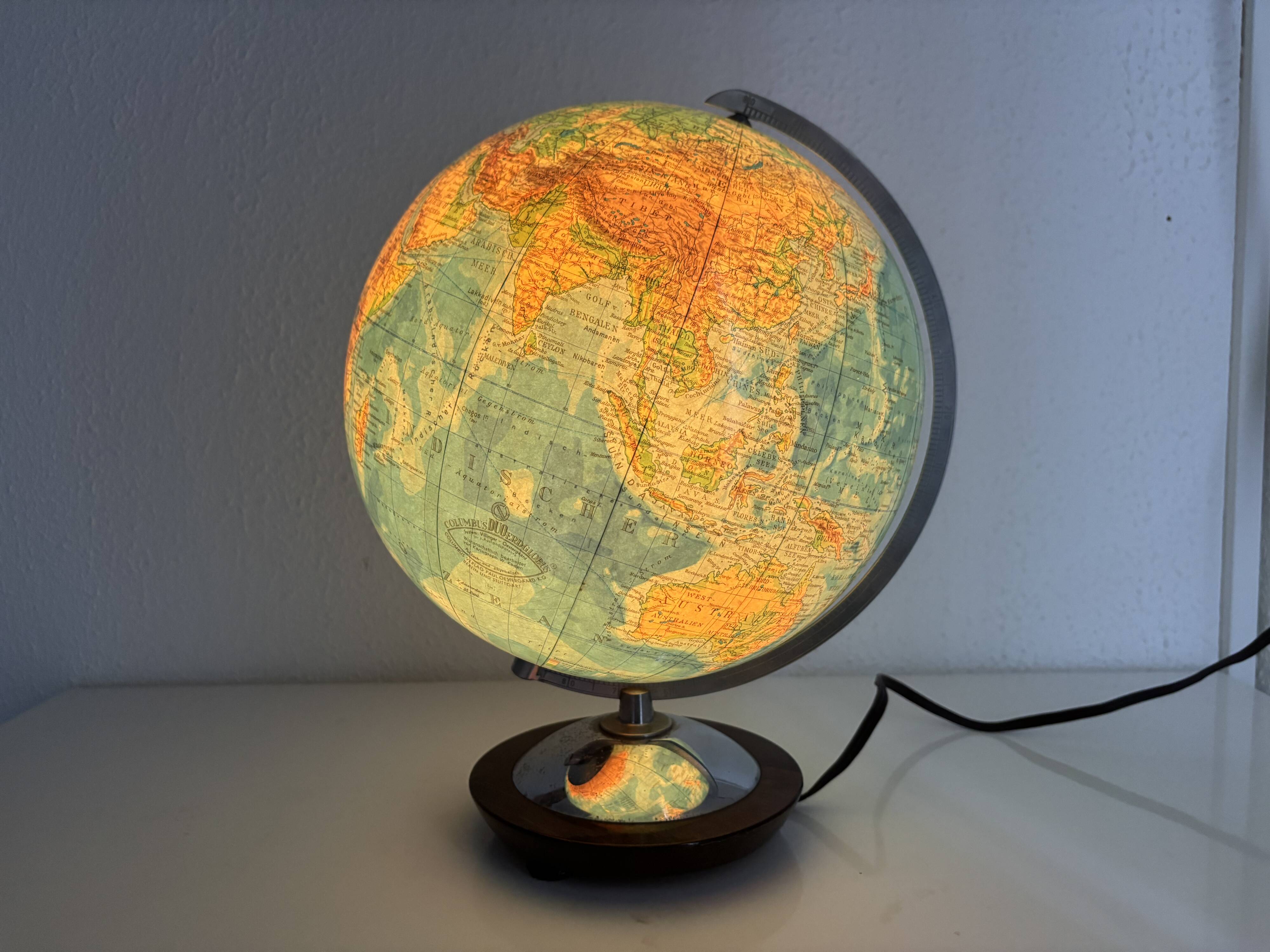 Vintage terrestrial globe 1965 German glass Columbus duo - 34 cm
