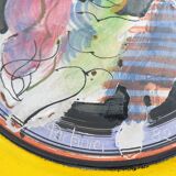 Gilbert Portanier Unique Art Yellow Pottery Plate Signed - 1982 - Vallauris