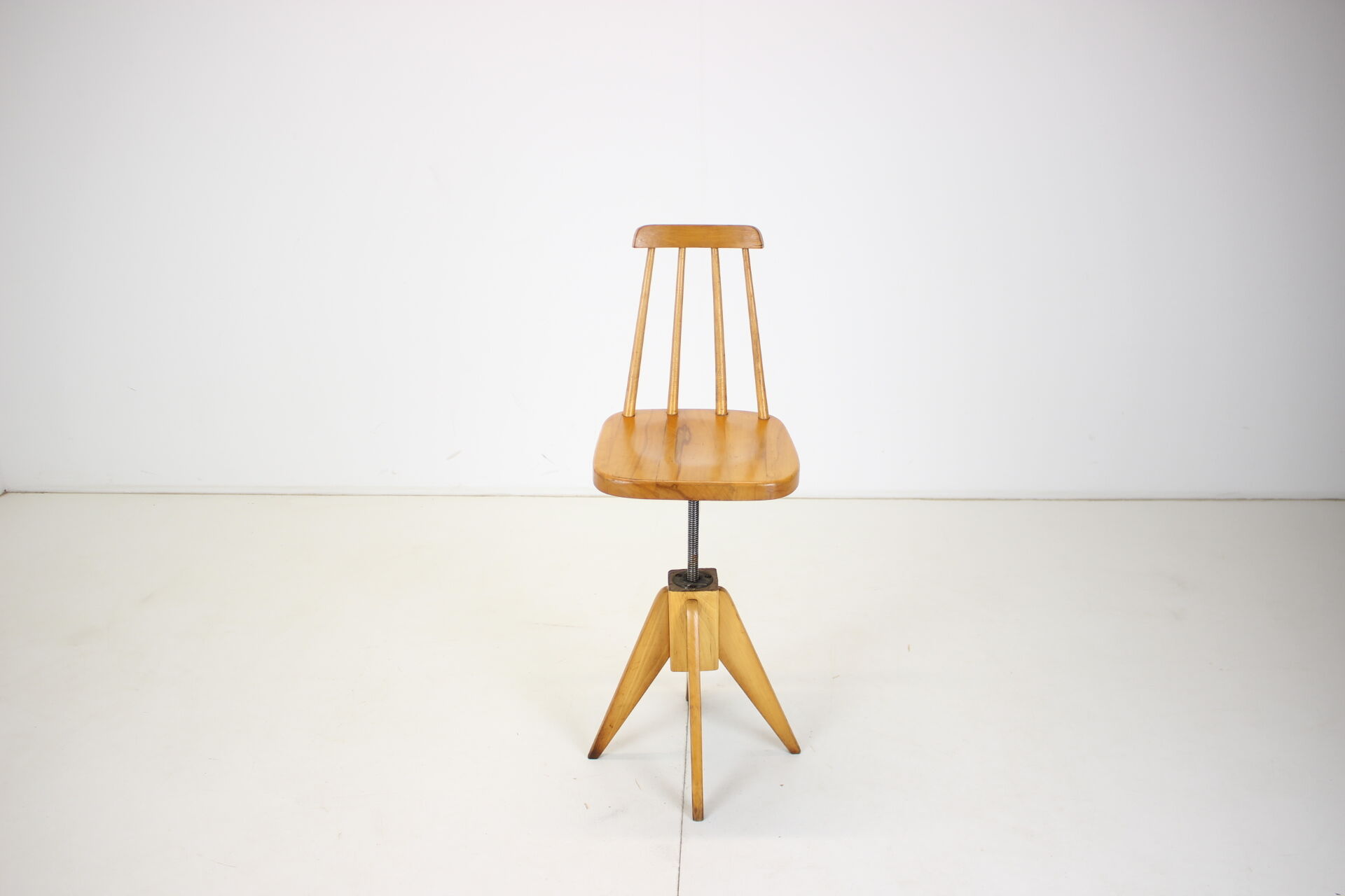 Midcentury wood revolving chair, czechoslovakia, 1970s