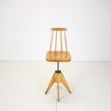 Midcentury wood revolving chair, czechoslovakia, 1970s