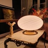 Large globe white swirl table wall or ceiling lamp in Murano glass italian vintage home decor MCM Midcentury modern flush mount sconce light