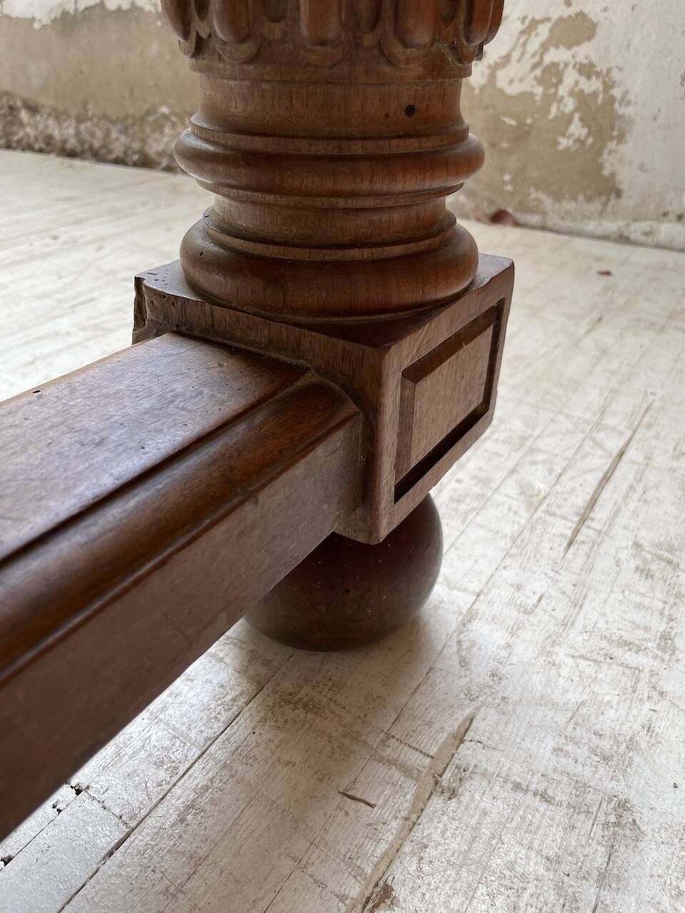 Solid walnut farmhouse castle table 1900 XXL