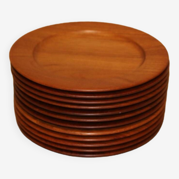 12 x solid teak under plates by Wiggers, Denmark 1960s