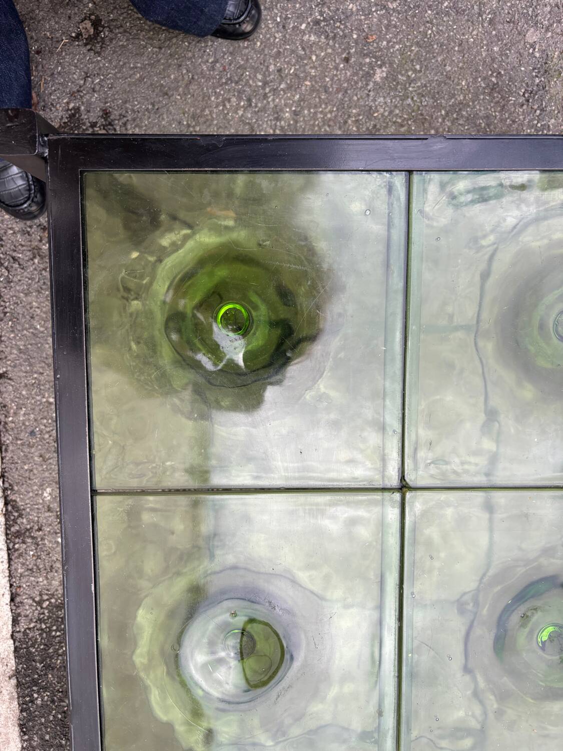 Vintage 1950s coffee table in molded glass, unique design