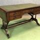 Folding desk English 50s mahogany and leather