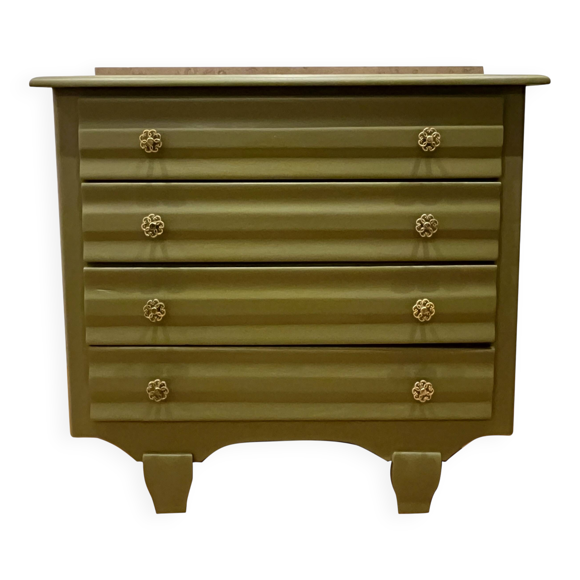 Art Deco chest of drawers - marble - wood green