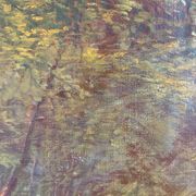 Vintage original oil painting forest landscape