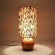 Bedside lamps, solid wood sphere base and printed cylinder lampshade