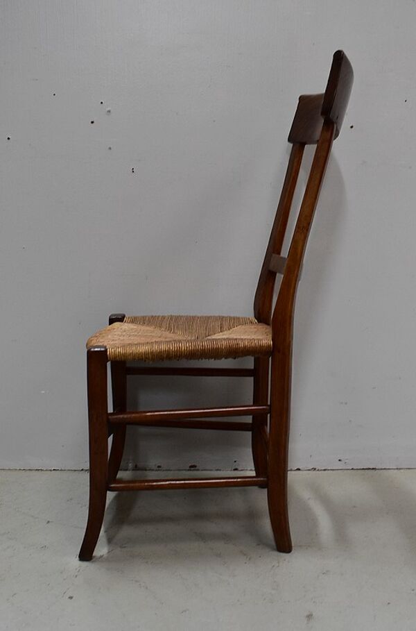 Chaise à langer paillée en merisier, époque directoire - 1ère partie du xixe
