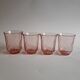 Set de 4 verres à eau en verre rose torsadé vintage