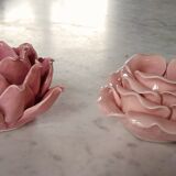 Pink artichoke-shaped candle holder in slip