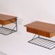 Pair of Scandinavian bedside tables to hang in teak 1960