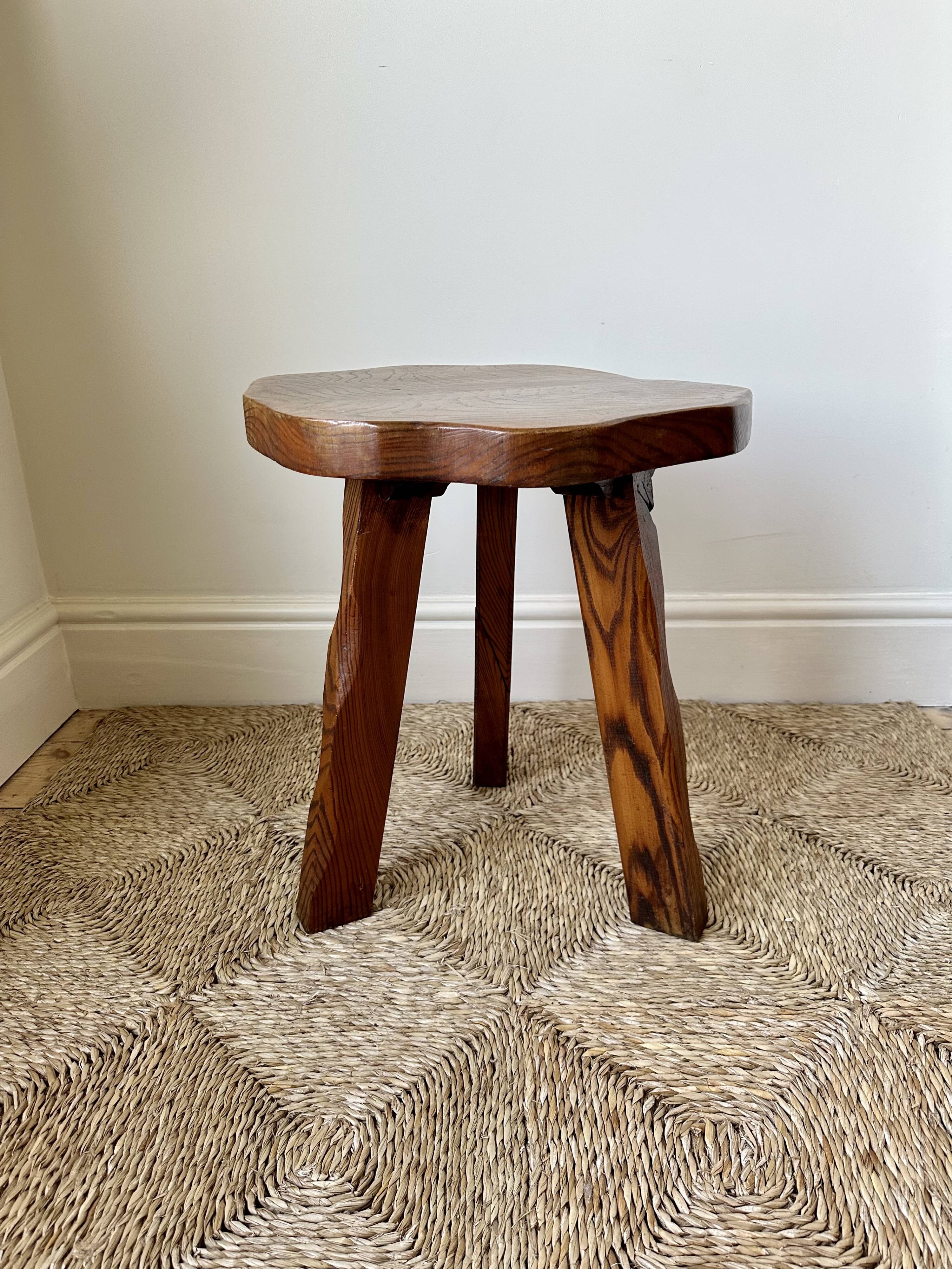 Midcentury brutalist rustic primitive side table by Wanderwood, England.