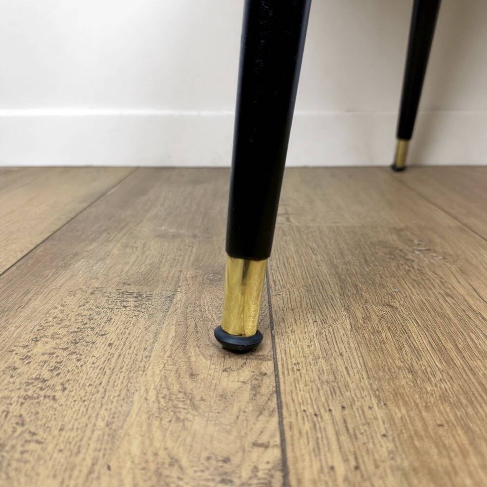 glass and wood tripod cocktail table from the 50s