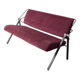 Vintage 70s burgundy fabric sofa Formanova design