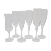 Set of 6 mismatched champagne flutes