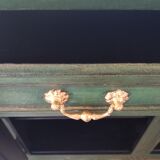 Buffet style Louis XV green and golden cerusé.