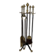 Fire Tool Set in Brass and Brushed Steel with Claw Feet, Attributed to the