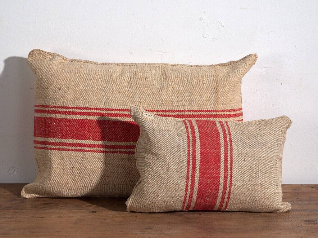 Old linen cushions with red stripes. Set of 2 pieces #2