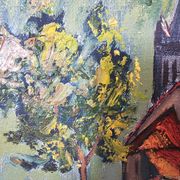 Tableau Huile sur toile - Village savoyard signé L Chabaud 86