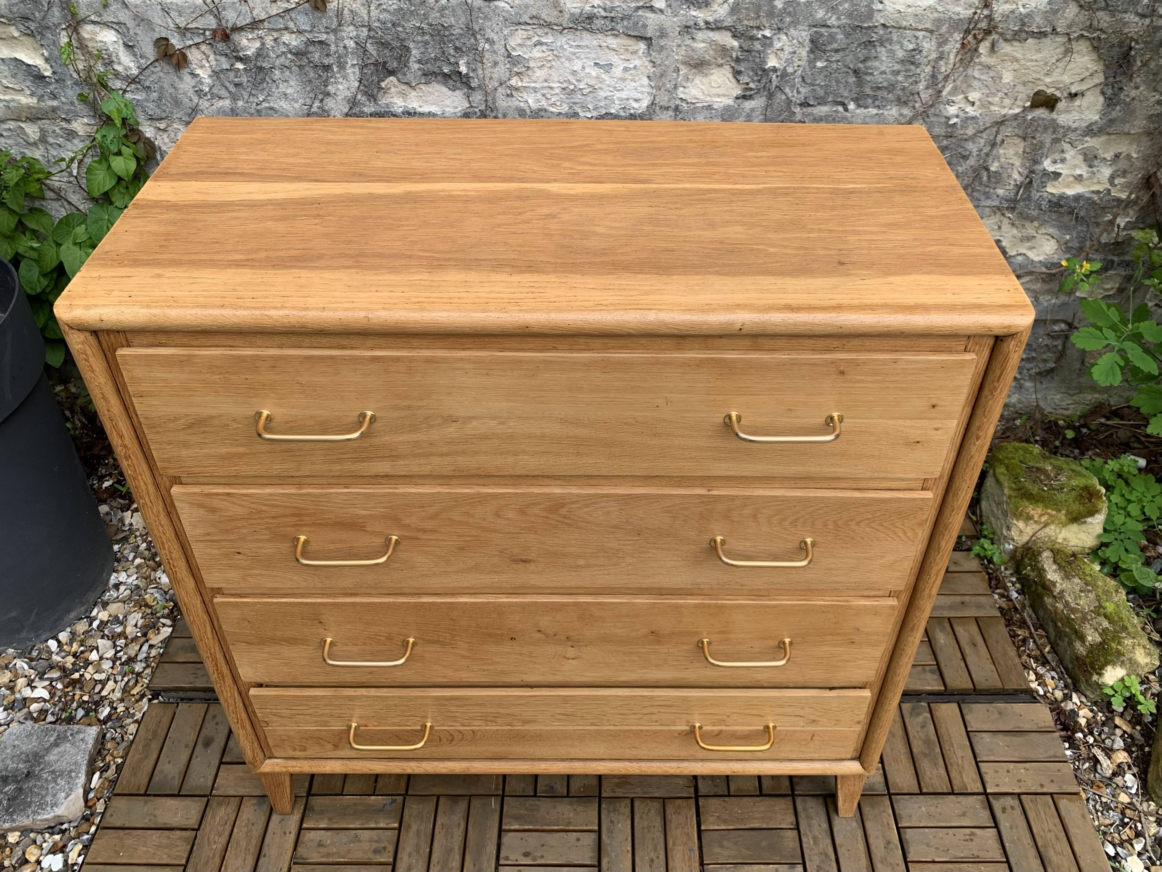 Commode pieds compas et chêne brut massif  1960