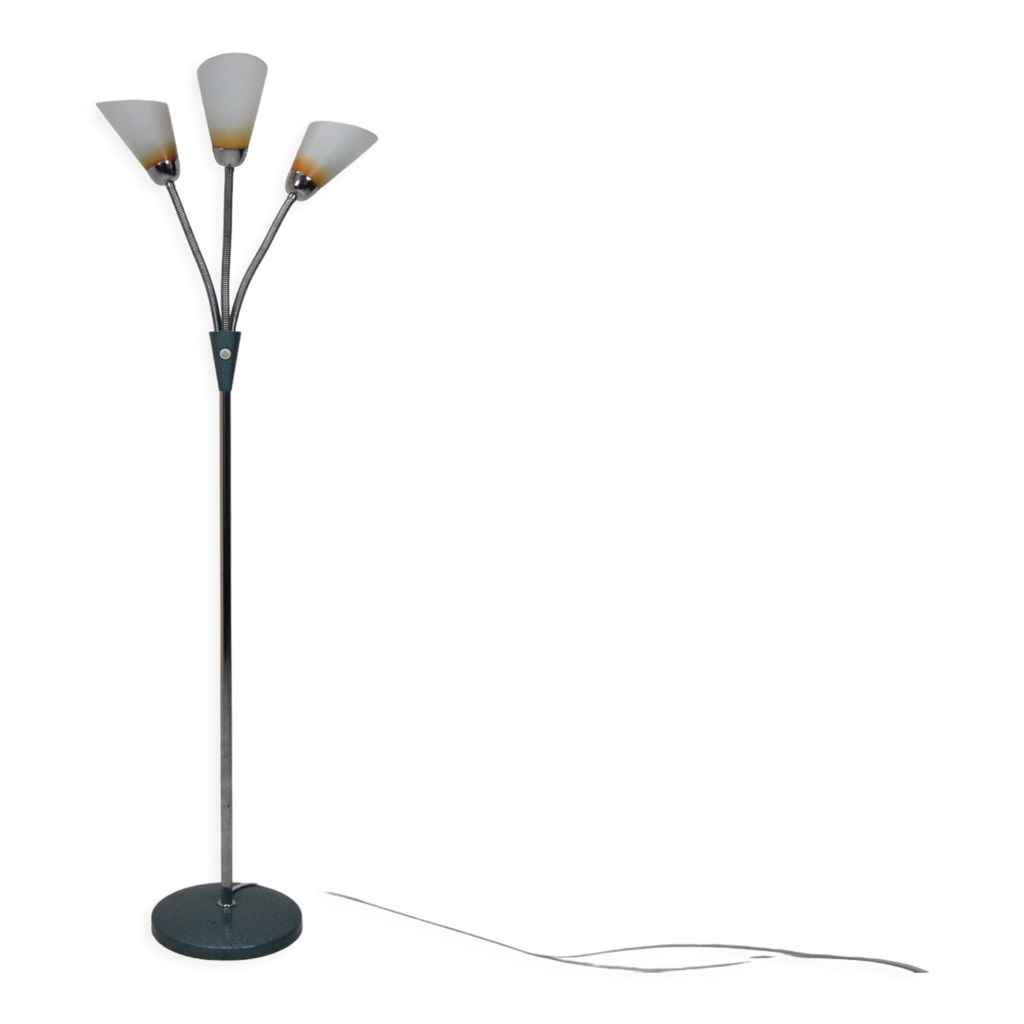 Lampadaire Italien Mid-Century – 6 Bras – Multicolore – Reproduction – Laiton/Marbre