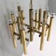 Italian brass chandelier 12 spot pendant lamp by Gaetano Sciolari, 1970s