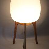 1970s upcycled glass and oak lamp