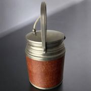 Regency leather ice bucket with tongs, Italy, 1970