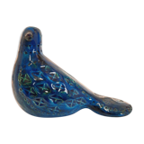 Vintage dove statue, Aldo Londi for Bitossi, Rimini blue series