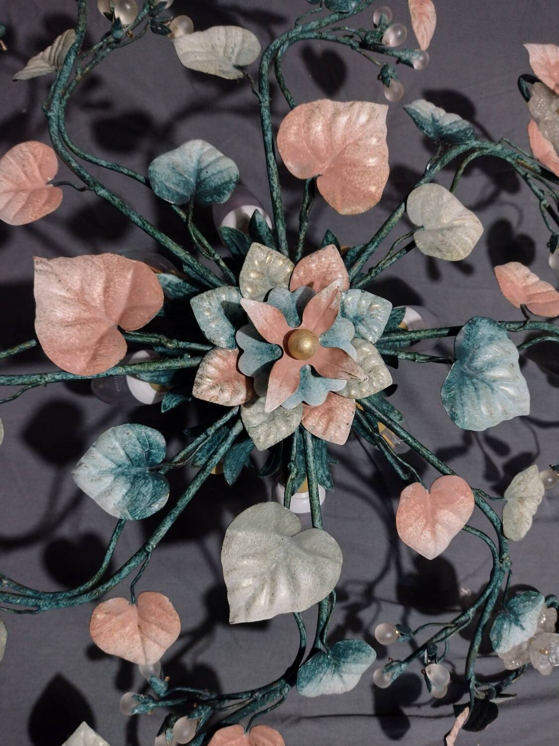 Murano glass and metal floral chandelier