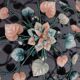 Murano glass and metal floral chandelier