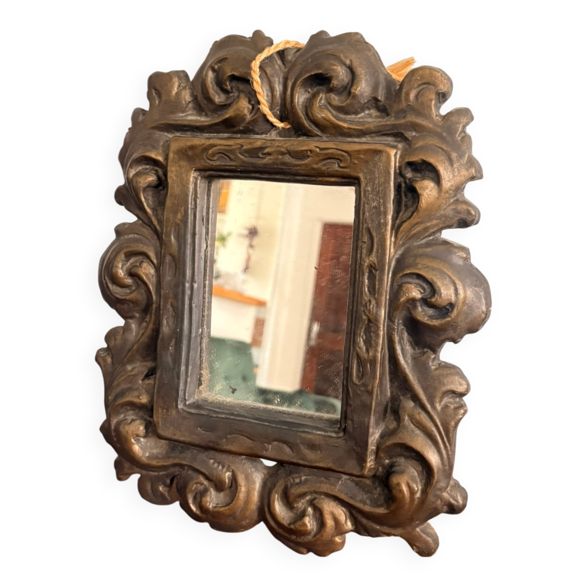 Mirror Frame Terracotta Bronze Patina Rocaille Scrolls Louis XV Style