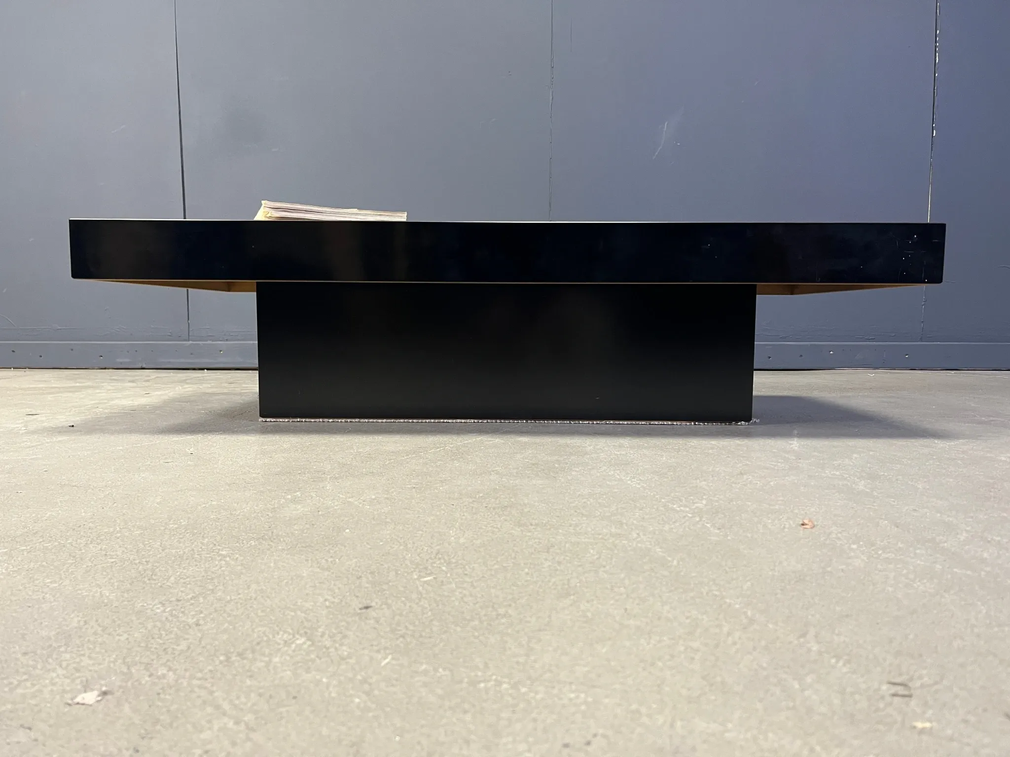 Vintage lacquer and aluminum coffee table, 1970s