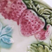 Barbotine plate with strawberries in relief, late 19th and early 20th century